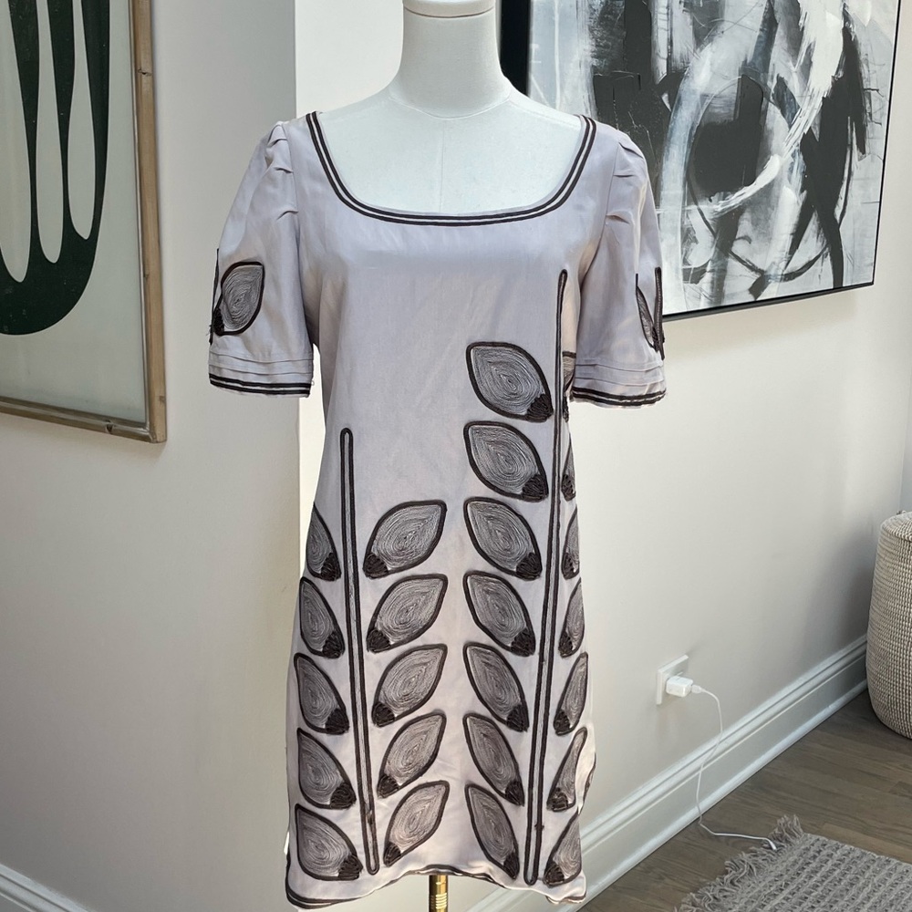 Gold Hawk Embroidered Tunic Dress - Sz Small